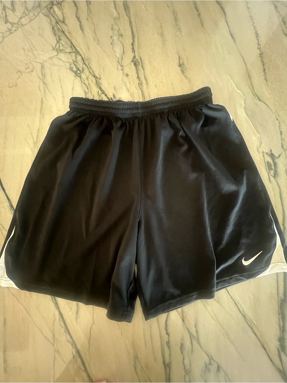 Nike Men’s Black Athletic Shorts with White Swoosh
